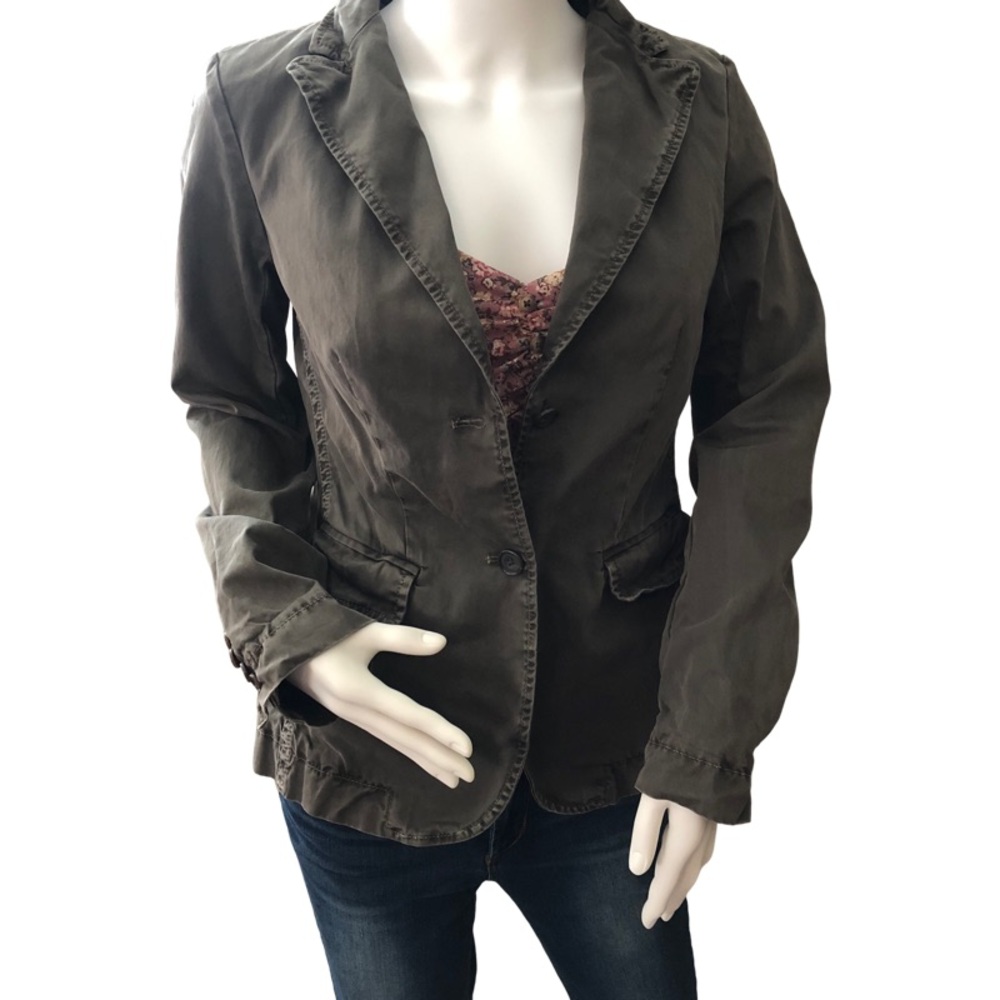 J CREW‎ Weathered Gray Green Jacket Chino Classic Twill Size 4 Fitted Casual
